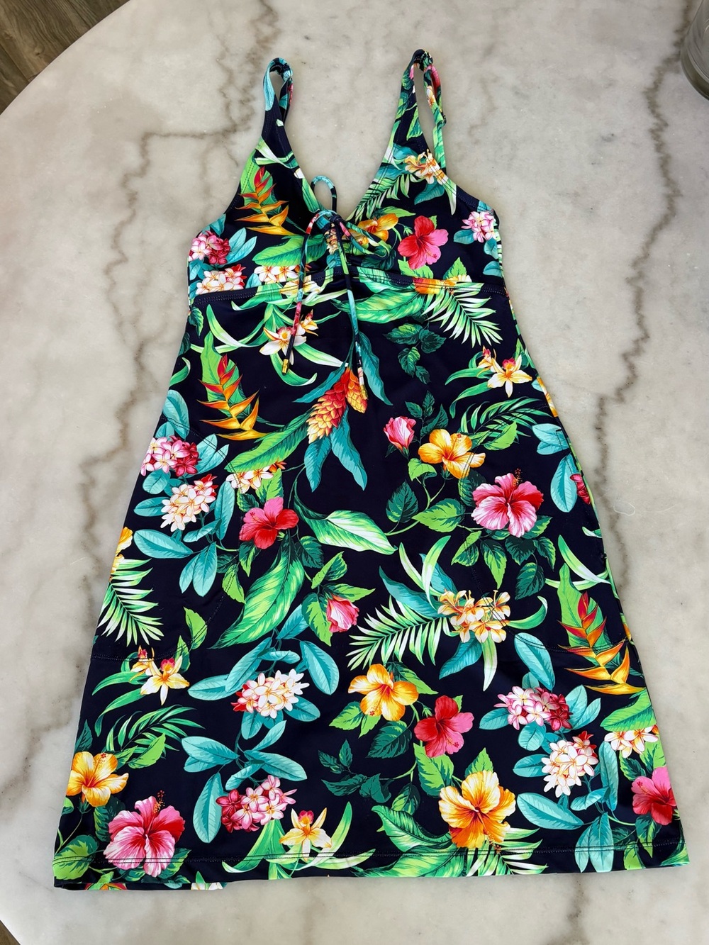 Tommy Bahama Tropical Vneck Spa Dress Sundress Navy Multicolor Floral XXS NWT